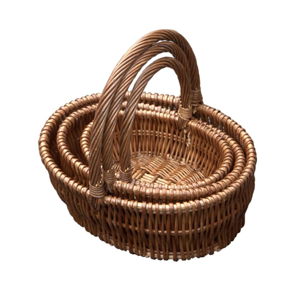 Set of 3 Oval Gift Wicker Shopping Baskets-0