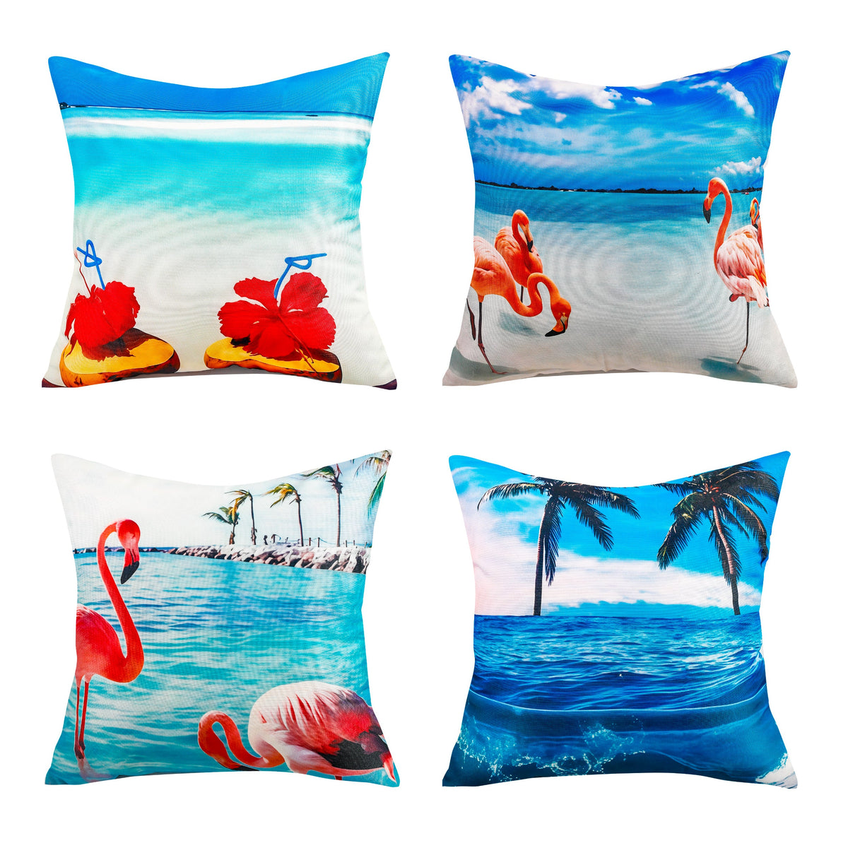 Waterproof Garden Cushion Covers - Marine-Themed Design 5 (Set of 4 - 45x45cm)-0