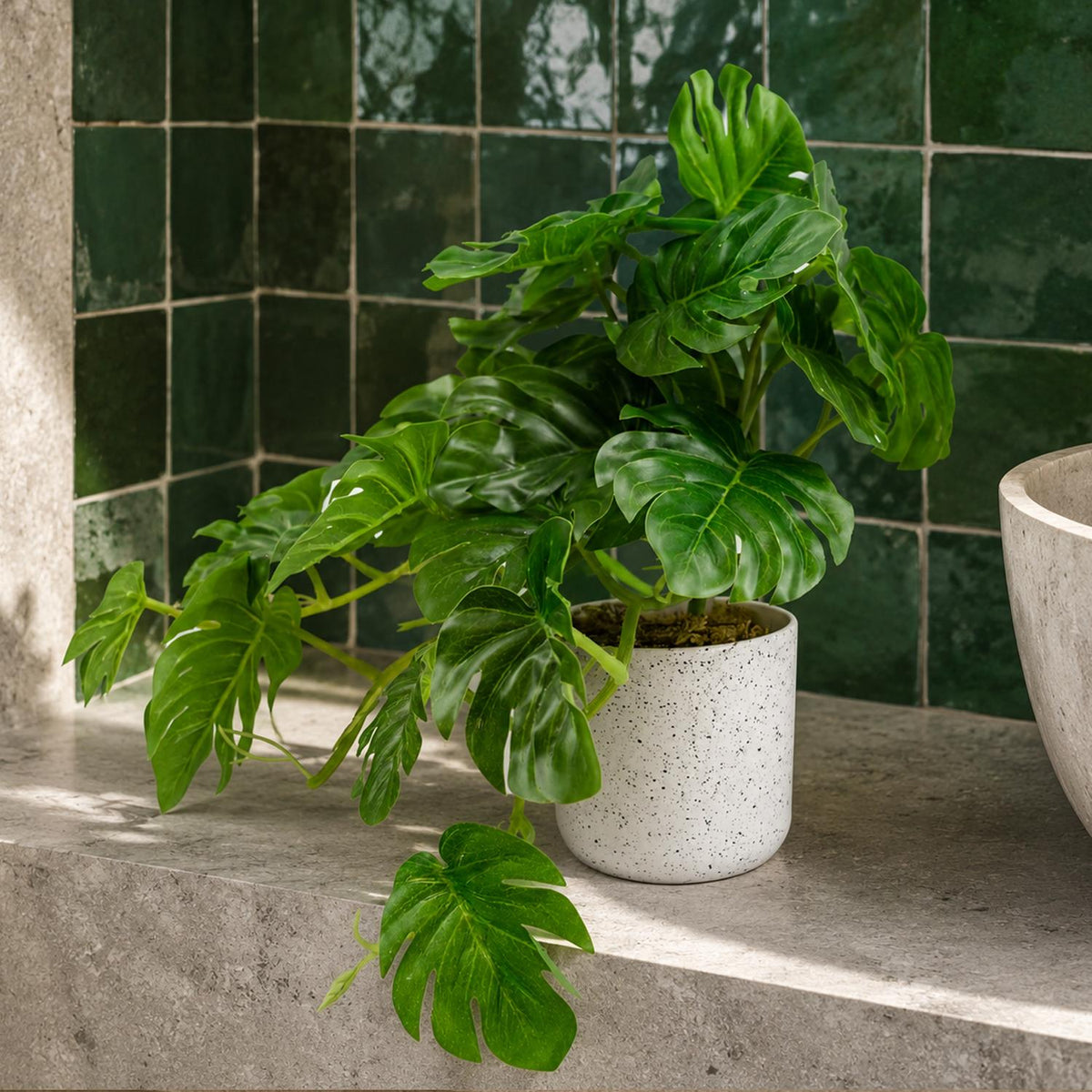 30cm Artificial Green Potted Monstera Trailing Plant-4