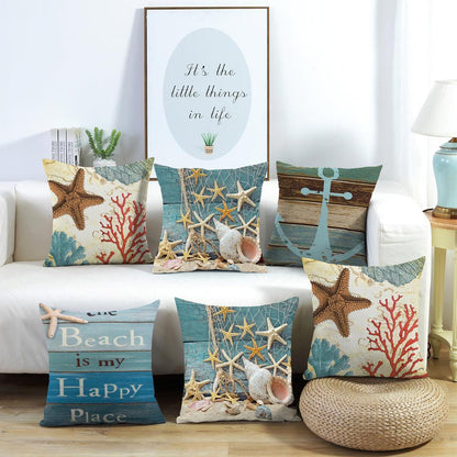 Water & Stain Resistant Outdoor Cushion Cover | 45x45cm Beach Pattern Garden Décor
