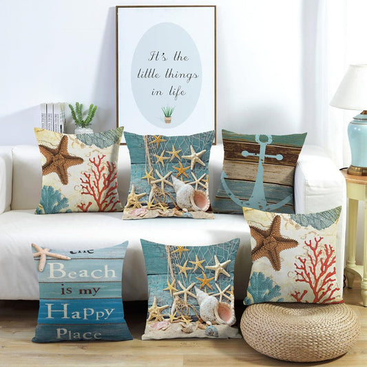 Water & Stain Resistant Outdoor Cushion Cover | 45x45cm Beach Pattern Garden Décor