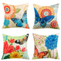 Colourful Flower and Butterfly Print Waterproof Cushion Cover  - Design 1 (Set of 4 - 45x45cm)-0