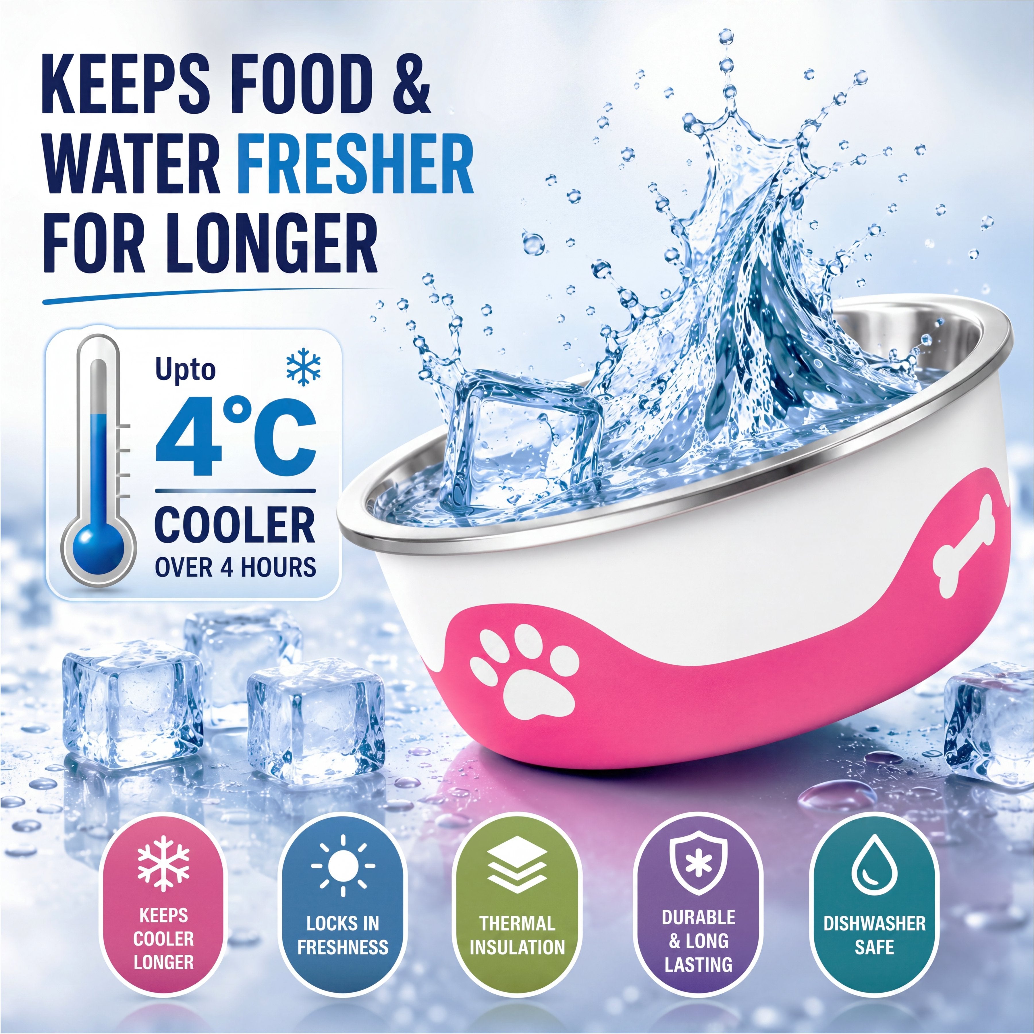 ThermaCool Dog Bowl - Hot Pink-1