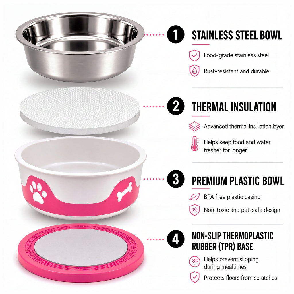 ThermaCool Dog Bowl - Hot Pink-2