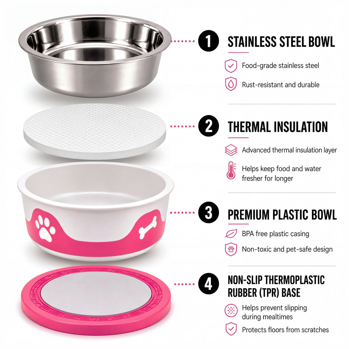 ThermaCool Dog Bowl - Hot Pink-2