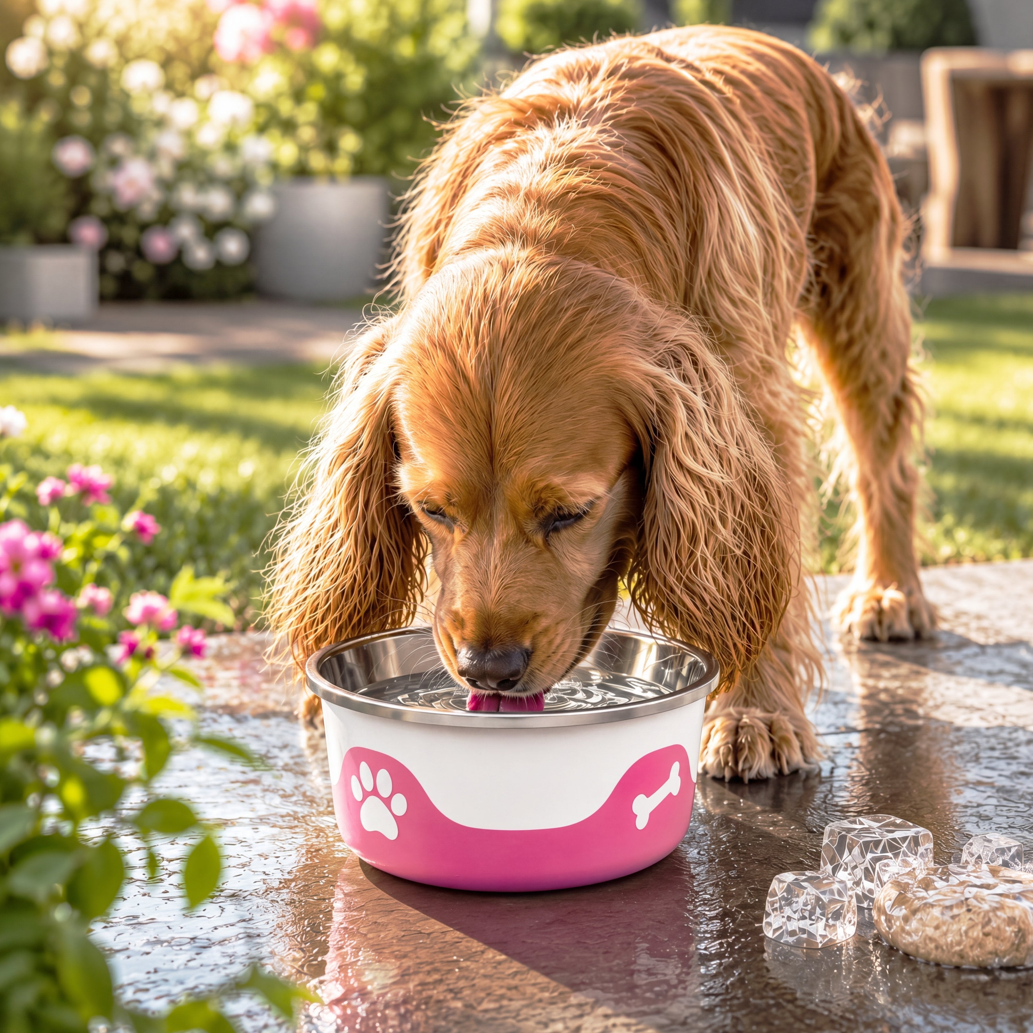 ThermaCool Dog Bowl - Hot Pink-3