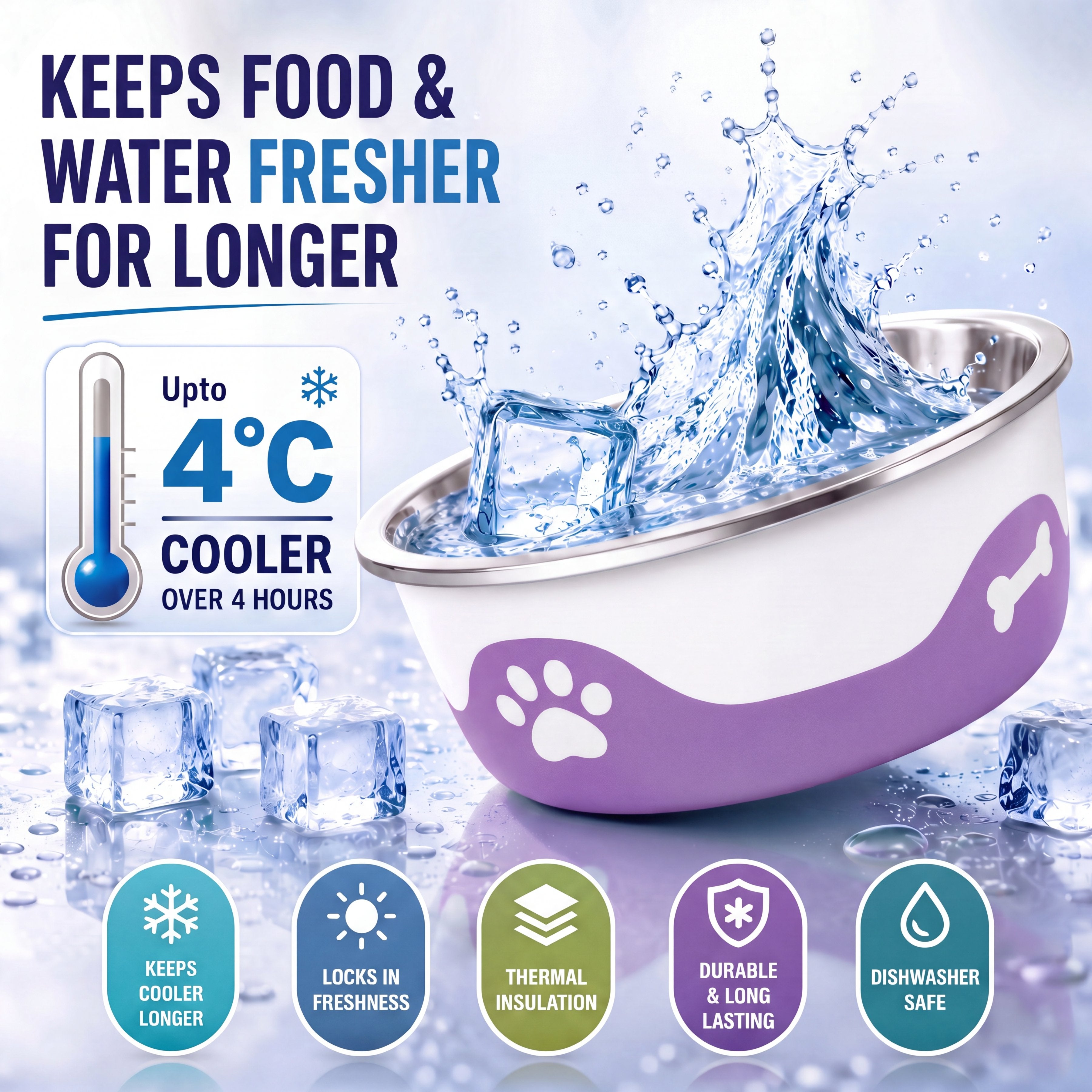 ThermaCool Dog Bowl - Grape-1