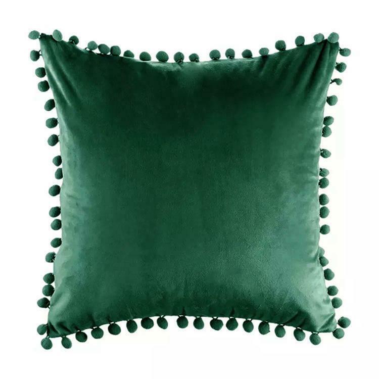 Tassel Velvet Cushion Covers With Pom Pom 18 X 18" (45 Cm)-9