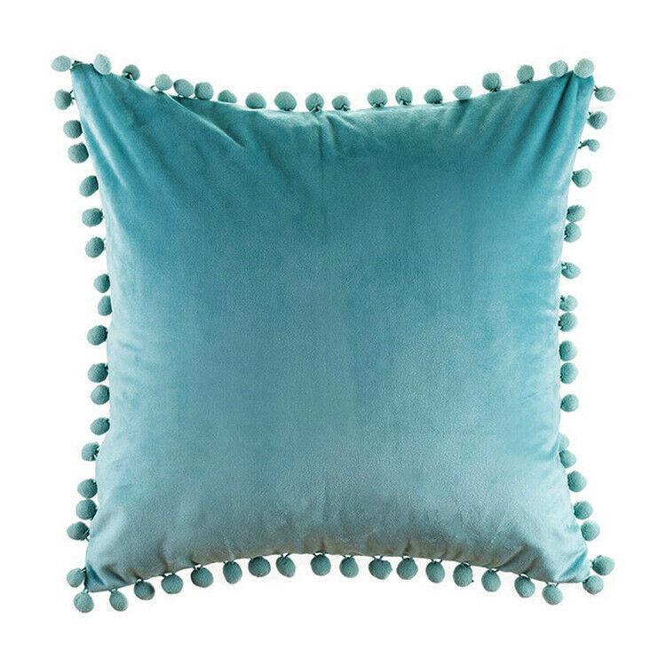 Tassel Velvet Cushion Covers With Pom Pom 18 X 18" (45 Cm)-5