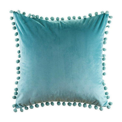Tassel Velvet Cushion Covers With Pom Pom 18 X 18" (45 Cm)-5