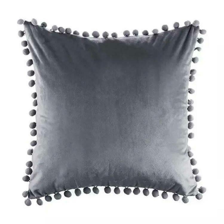 Tassel Velvet Cushion Covers With Pom Pom 18 X 18" (45 Cm)-6