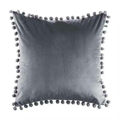 Tassel Velvet Cushion Covers With Pom Pom 18 X 18" (45 Cm)-6