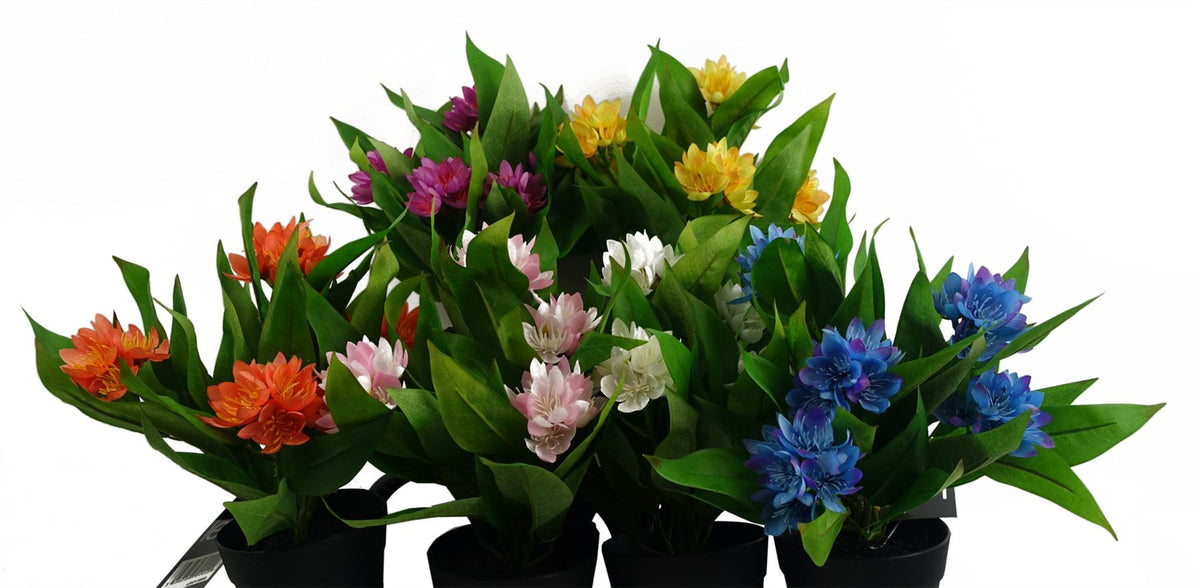 Leaf Design 18cm Artificial Freesia Plant White Flowering-3