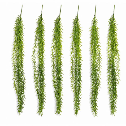 Pack of 6 x 100cm Artificial Trailing Rhipsalis Style Hanging Plant - Dark Green Tips - Premium Quality-0