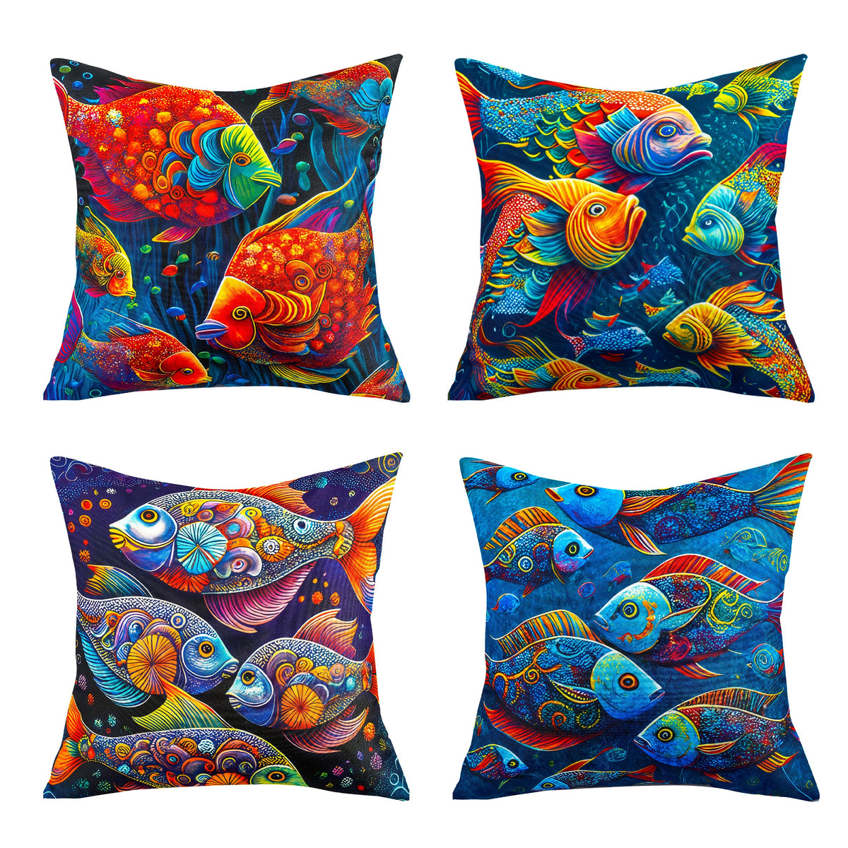 Waterproof Garden Cushion Covers - Marine-Themed Design 3 (Set of 4 - 45x45cm)-0