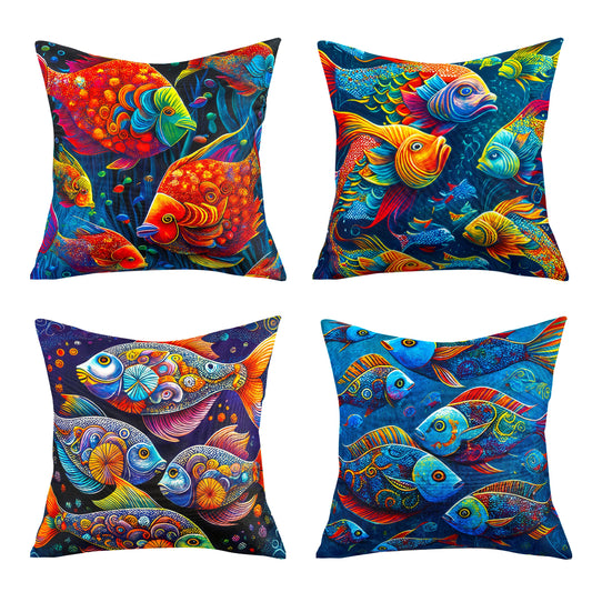 Waterproof Garden Cushion Covers - Marine-Themed Design 3 (Set of 4 - 45x45cm)-0