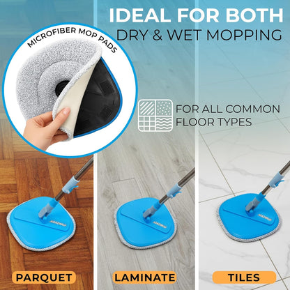 IGADMop Professional Set with Bucket, 2 Chamber System for Separating Dirty and Clean Water, 130 cm Telescopic Handle, 1 Microfibre Mop Pad-3