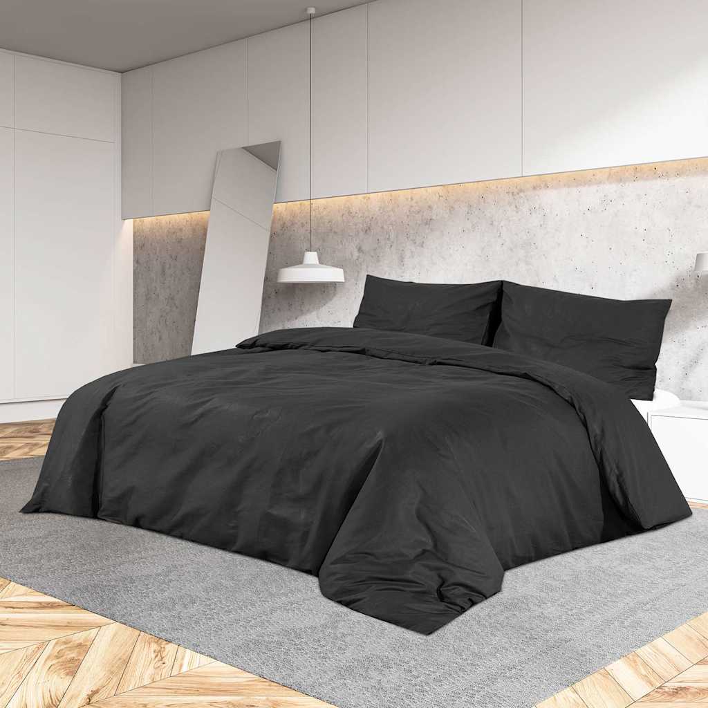 Vidaxl duvet cover set 135x200 cm cotton black-0