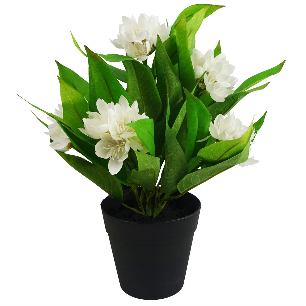 Leaf Design 18cm Artificial Freesia Plant White Flowering-0
