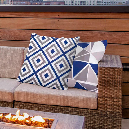 Water Resistant Outdoor Cushion Cover | 45x45cm Blue Garden Décor - Set of 6 & 4-1
