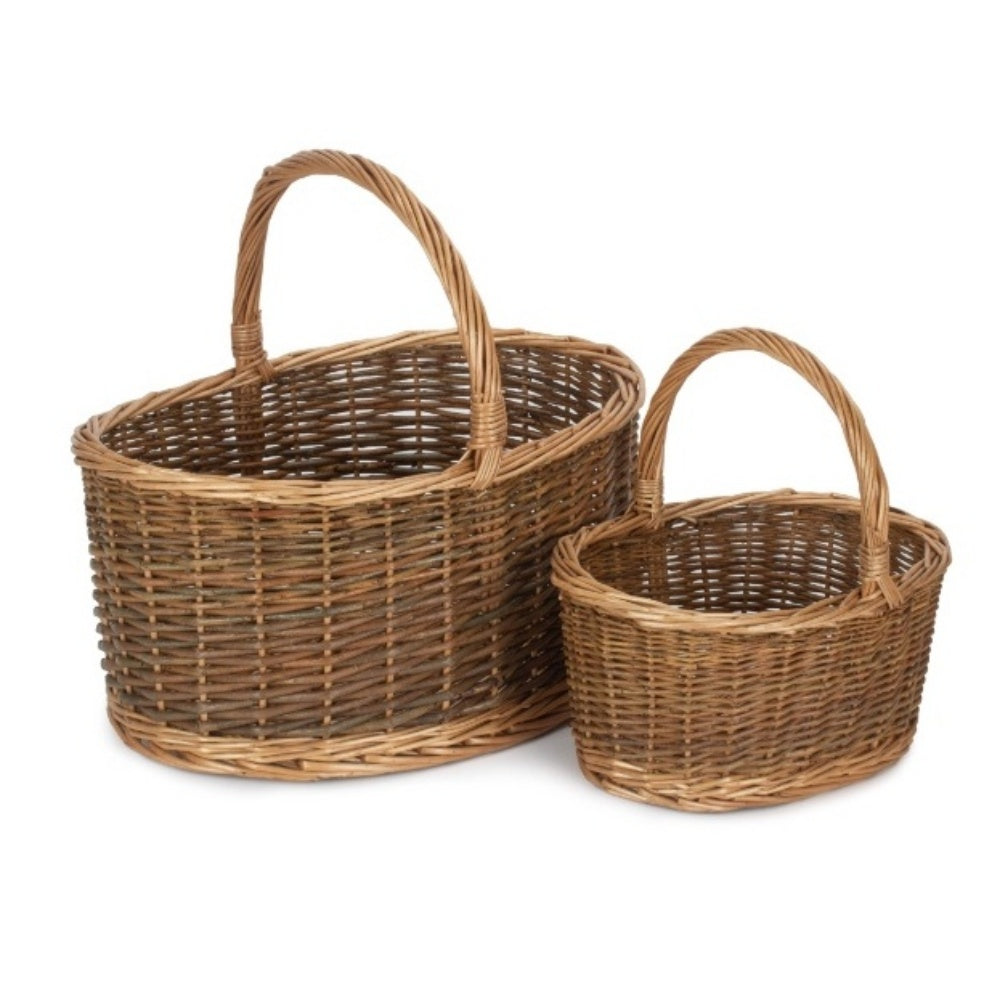 Unlined Country Oval Wicker Shopping Basket-0