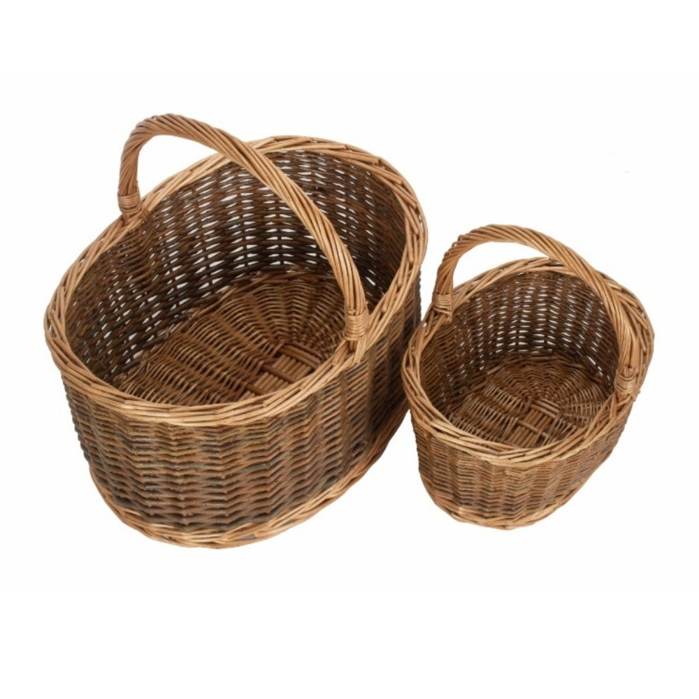 Unlined Country Oval Wicker Shopping Basket-1