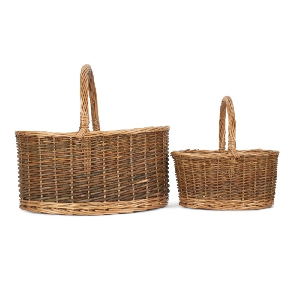 Unlined Country Oval Wicker Shopping Basket-2