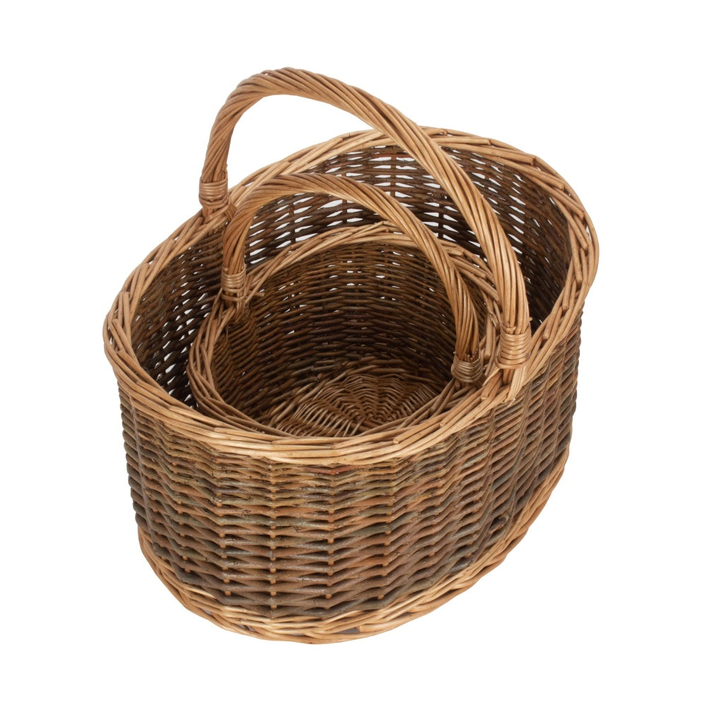 Unlined Country Oval Wicker Shopping Basket-3