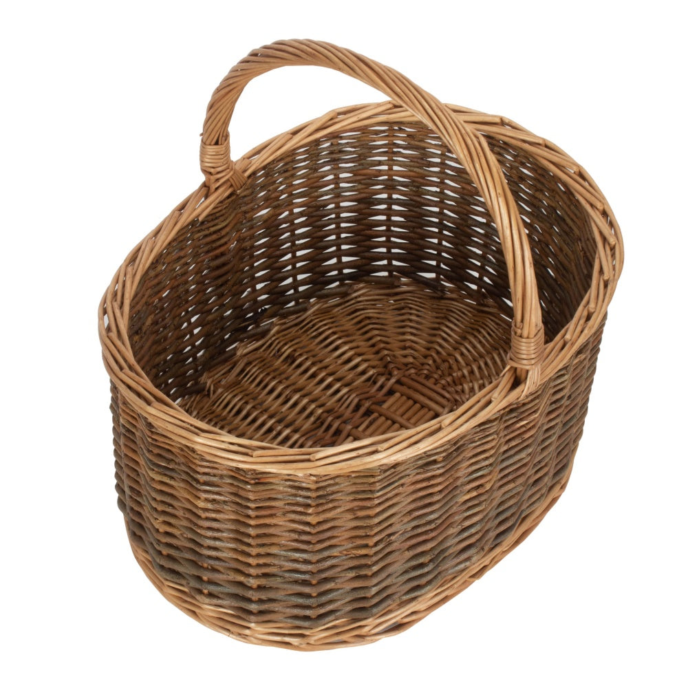 Unlined Country Oval Wicker Shopping Basket-5