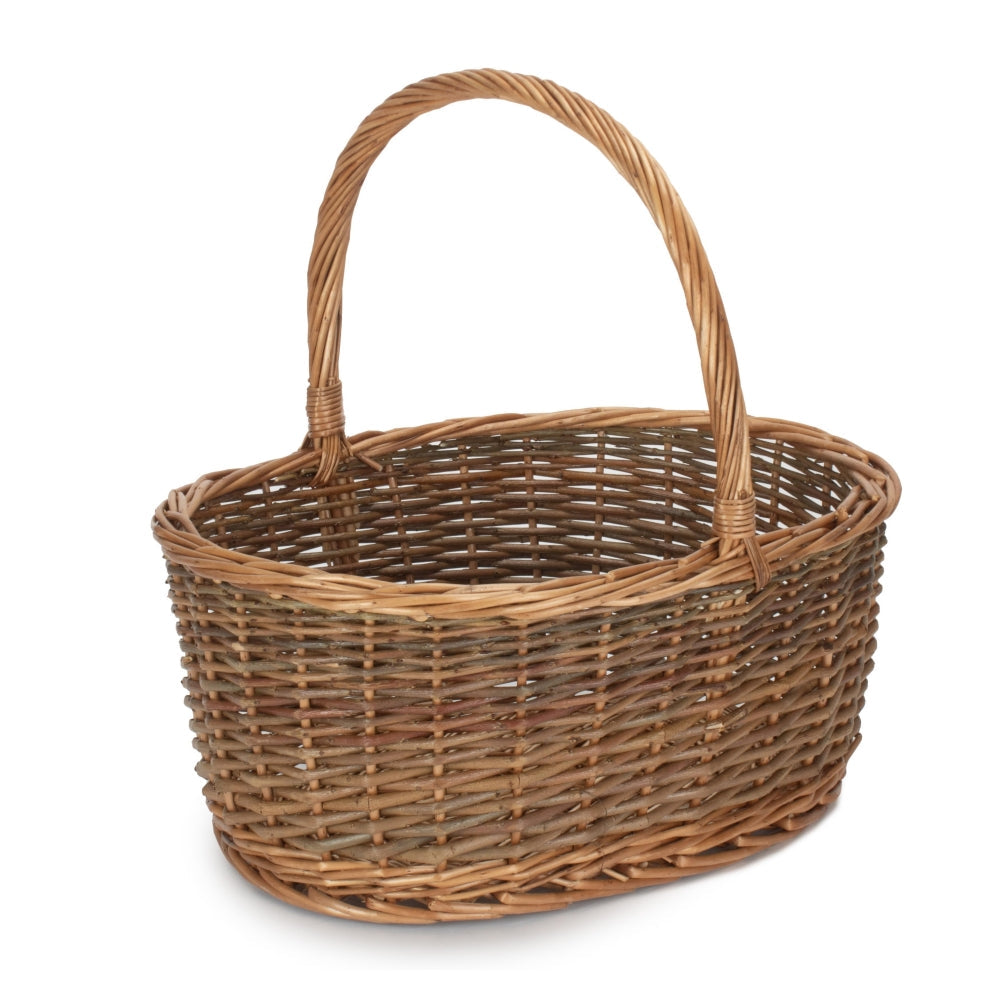 Oval Unpeeled Willow Shopping Basket-1