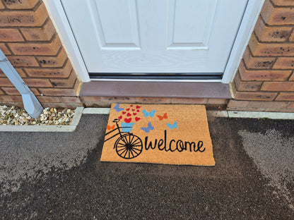Coir Doormat, 60cm x 40cm - 'Welcome' (Bike)