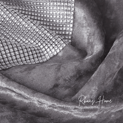 Diamante Sparkle/Bling Silver Grey Crushed Ice Velvet Square Cushion Cover ( Set of 4 pcs)-1