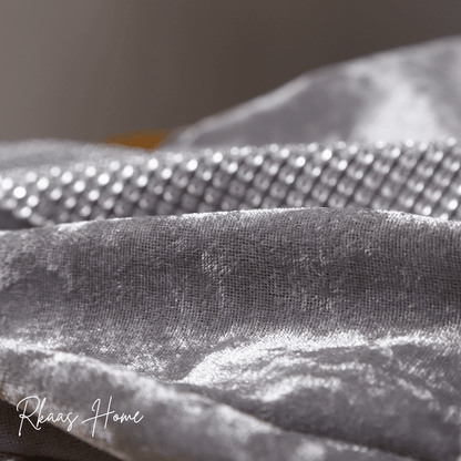 Diamante Sparkle/Bling Silver Grey Crushed Ice Velvet Square Cushion Cover ( Set of 4 pcs)-2