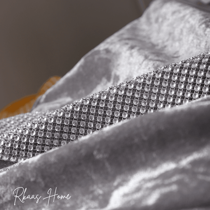 Diamante Sparkle/Bling Silver Grey Crushed Ice Velvet Square Cushion Cover ( Set of 4 pcs)-3
