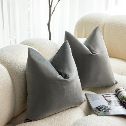 Dutch Velvet Grey Colour Cushion Covers 45X45CM & 50X50CM-1