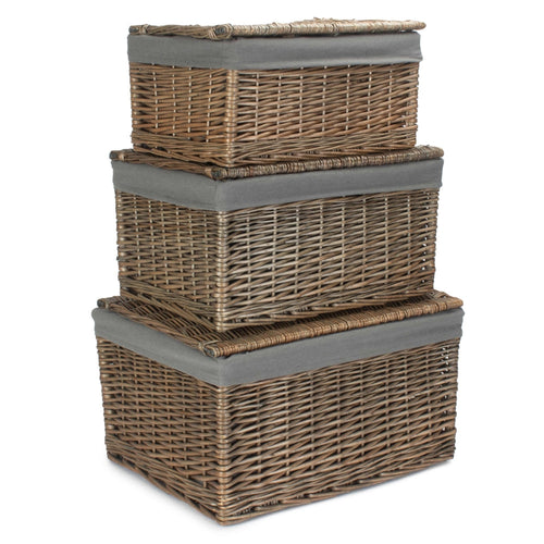 Antique Wash Cotton Lined Storage Basket-0