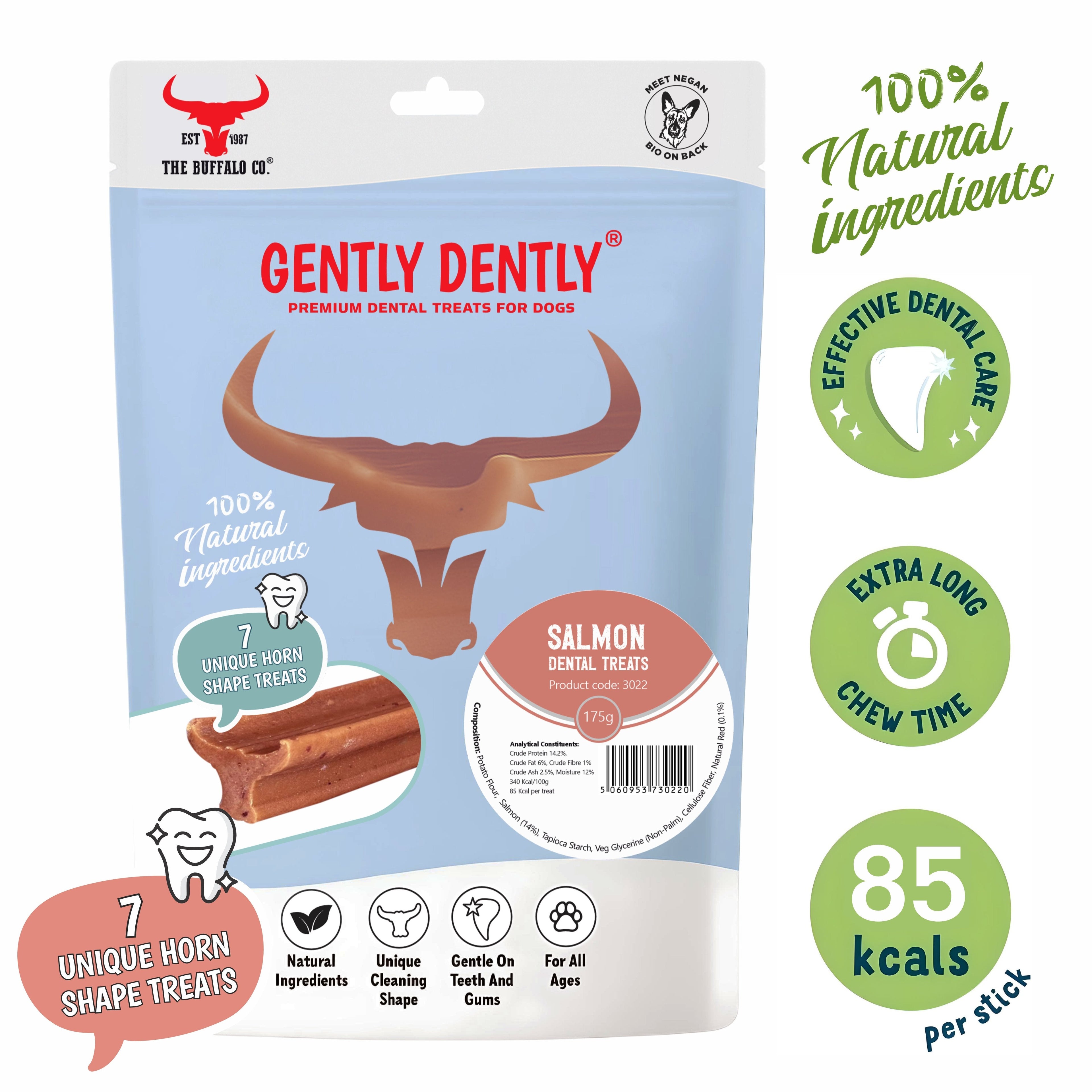 Gently Dently- Salmon Dental Treats for Dogs 175g-1