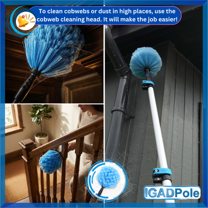 IGAD Pole 7m (24ft) Dusting Set: Extension Pole, Squeegee and 3 Dusting Attachments-2