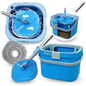 IGADMop Professional Set with Bucket, 2 Chamber System for Separating Dirty and Clean Water, 130 cm Telescopic Handle, 1 Microfibre Mop Pad-0