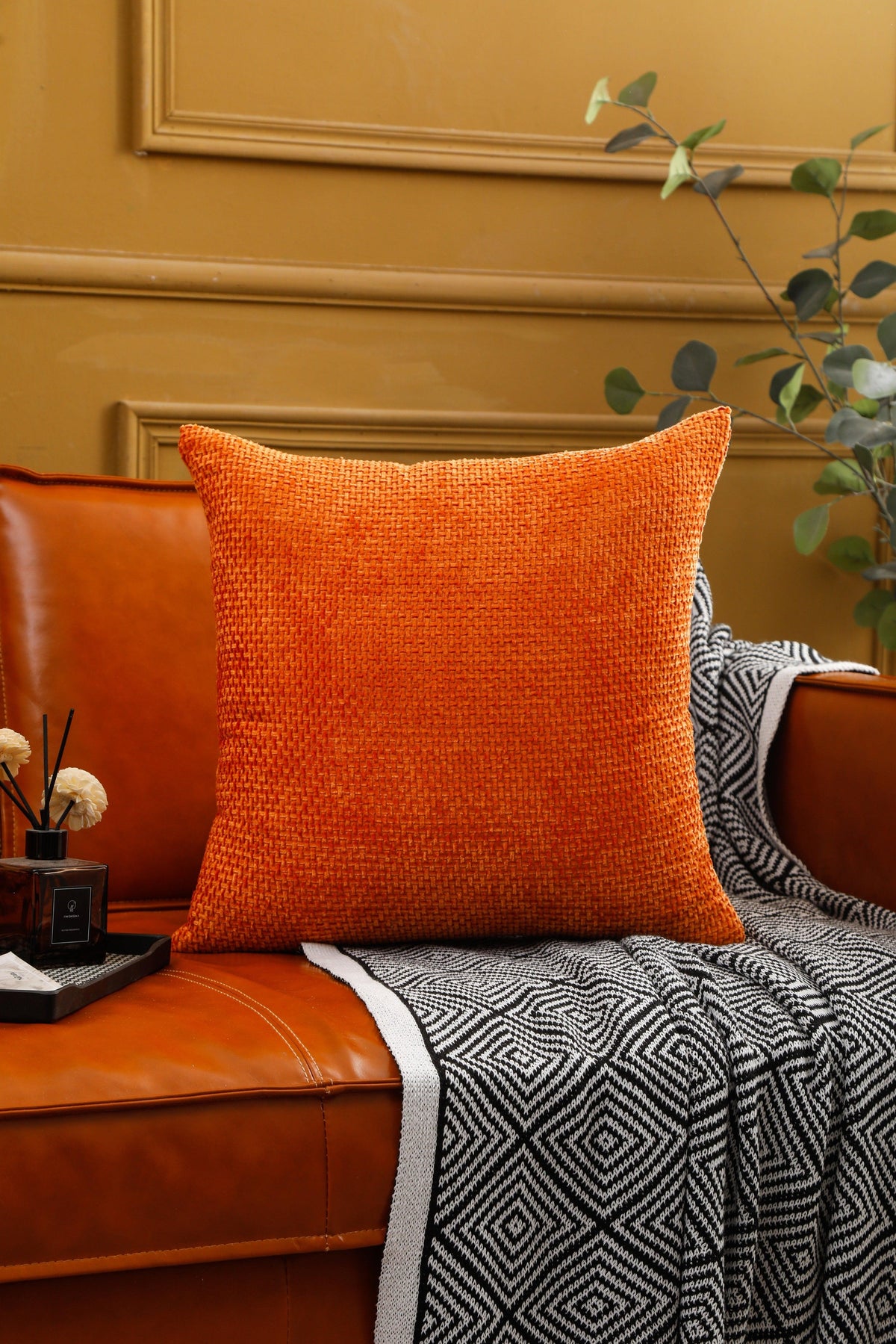 Solid Pattern Chenille Cushion Covers 45cm x 45cm 18x18 Inches-4