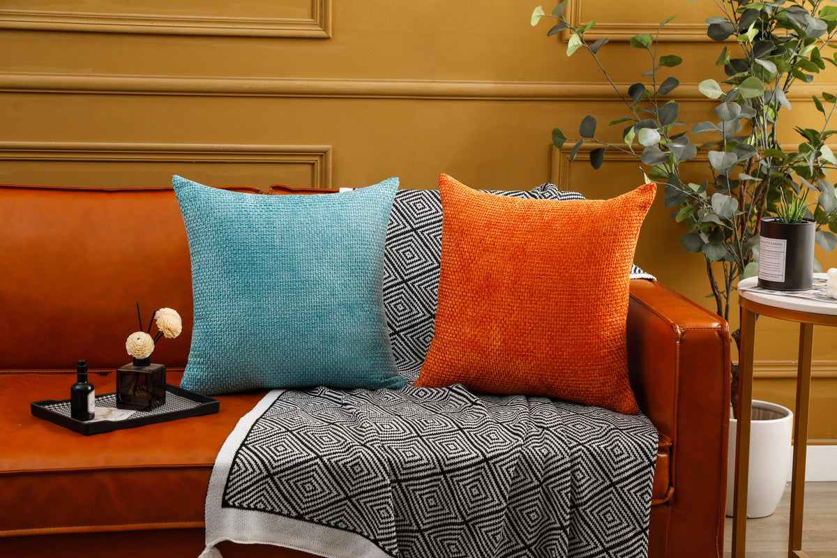 Solid Pattern Chenille Cushion Covers 45cm x 45cm 18x18 Inches-0