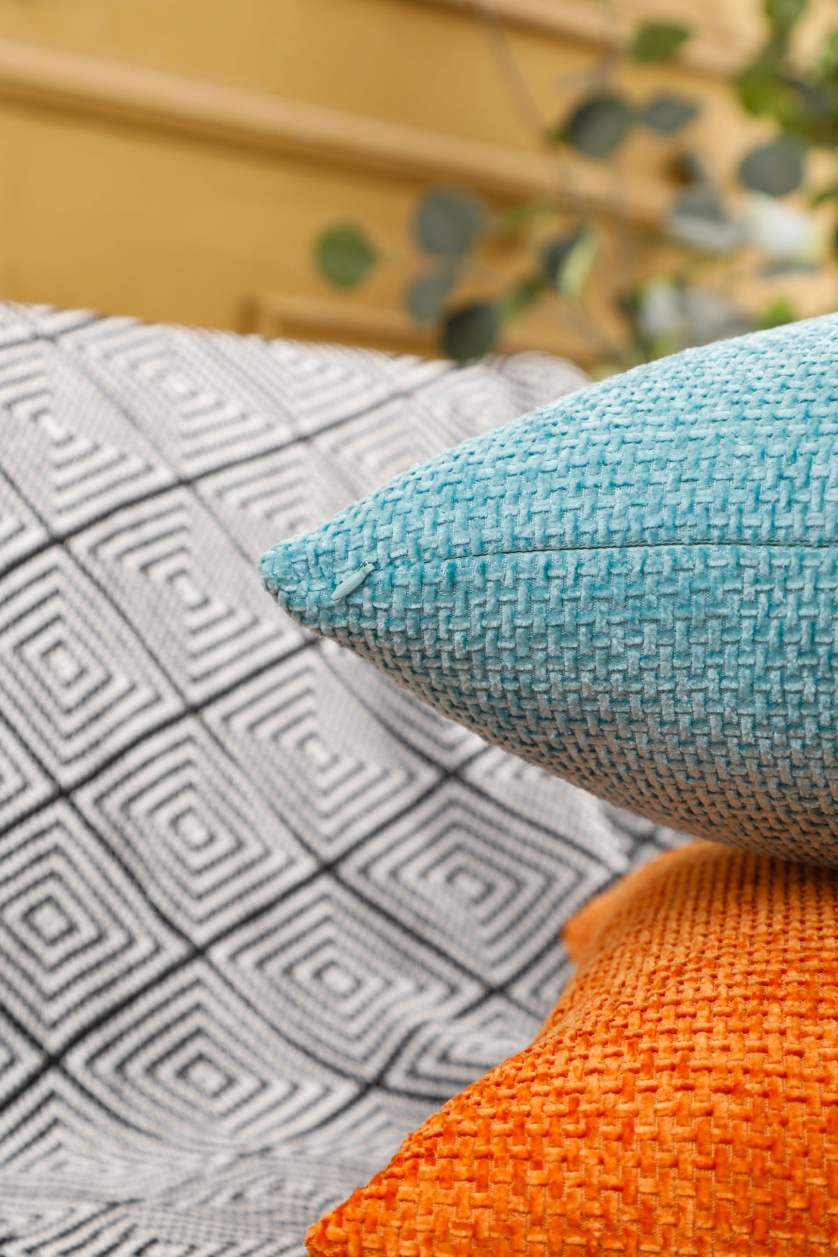 Solid Pattern Chenille Cushion Covers 45cm x 45cm 18x18 Inches-3