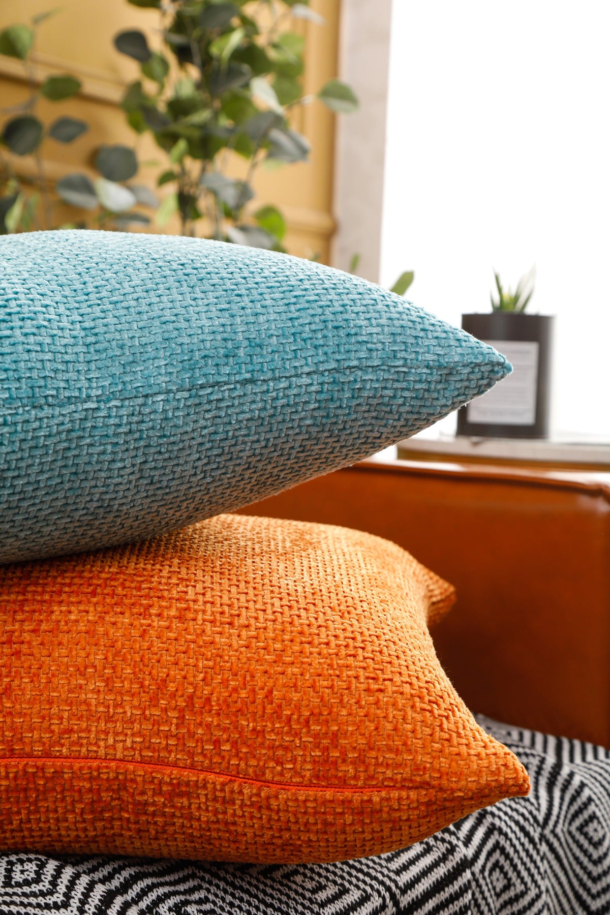 Solid Pattern Chenille Cushion Covers 45cm x 45cm 18x18 Inches-2