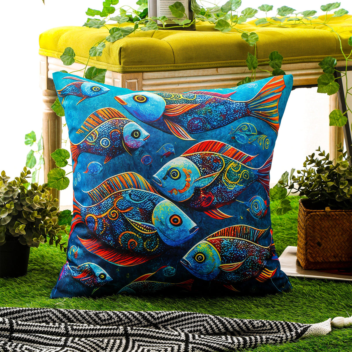 Waterproof Garden Cushion Covers - Marine-Themed Design 3 (Set of 4 - 45x45cm)-2