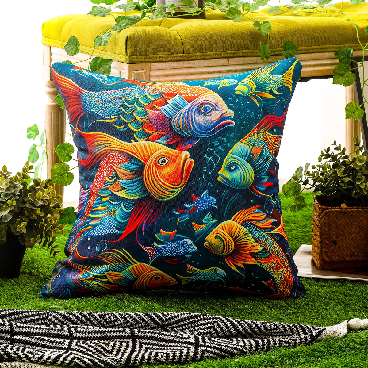 Waterproof Garden Cushion Covers - Marine-Themed Design 3 (Set of 4 - 45x45cm)-3