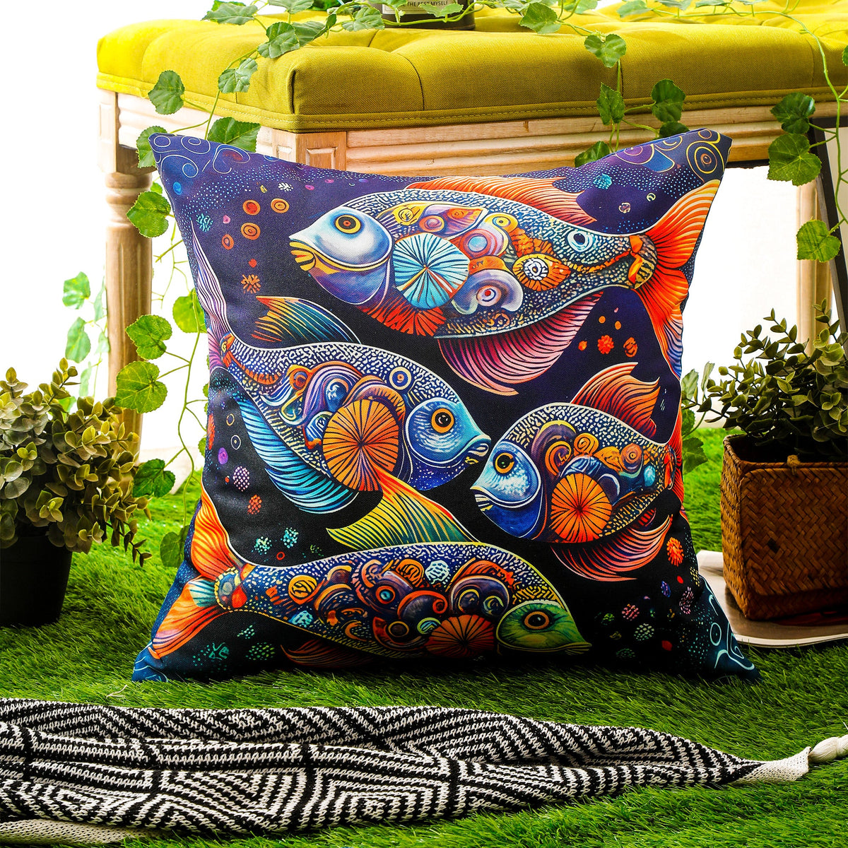 Waterproof Garden Cushion Covers - Marine-Themed Design 3 (Set of 4 - 45x45cm)-4
