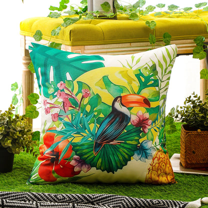 Colourful Bird Print Waterproof Cushion Cover  - Design 2 (Set of 4 - 45x45cm)-2