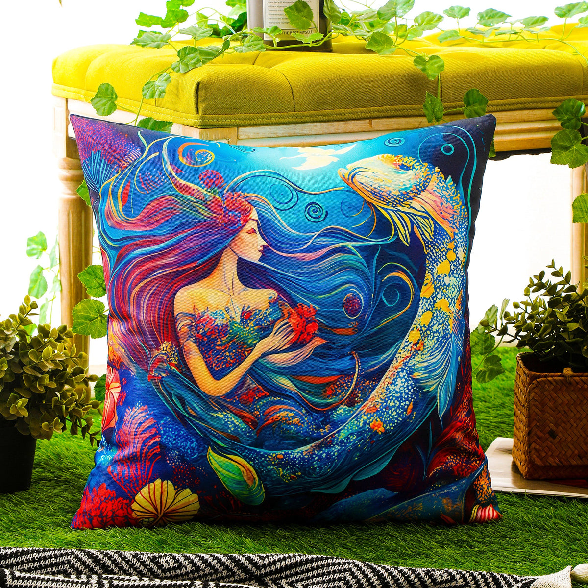 Waterproof Garden Cushion Covers - Marine-Themed Design 1 (Set of 4 - 45x45cm)-2