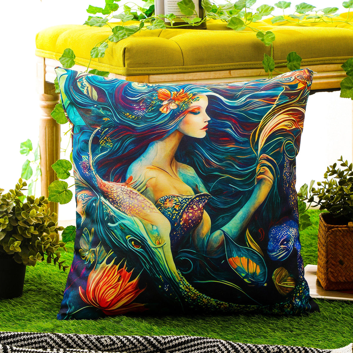 Waterproof Garden Cushion Covers - Marine-Themed Design 1 (Set of 4 - 45x45cm)-3