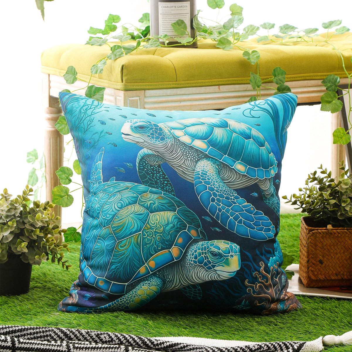 Water & Stain Resistant Outdoor Cushion Cover | 45x45cm Garden Décor - Design WR32-2